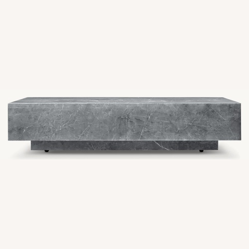 Used RH Italian Carrera Marble Plinth Coffee Table for sale on AptDeco