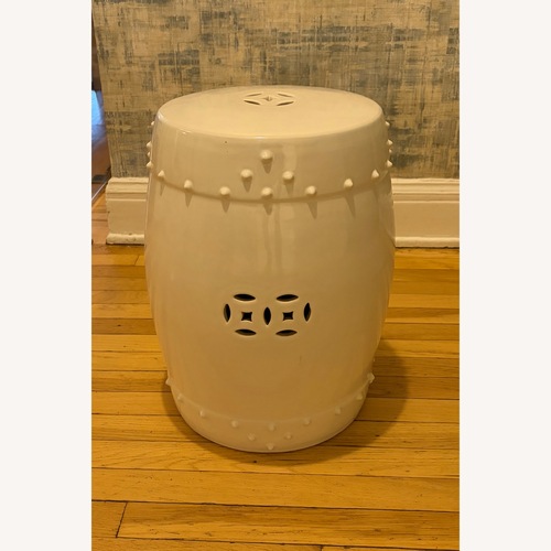 Used Ballard Designs Classic Garden Stool in White for sale on AptDeco