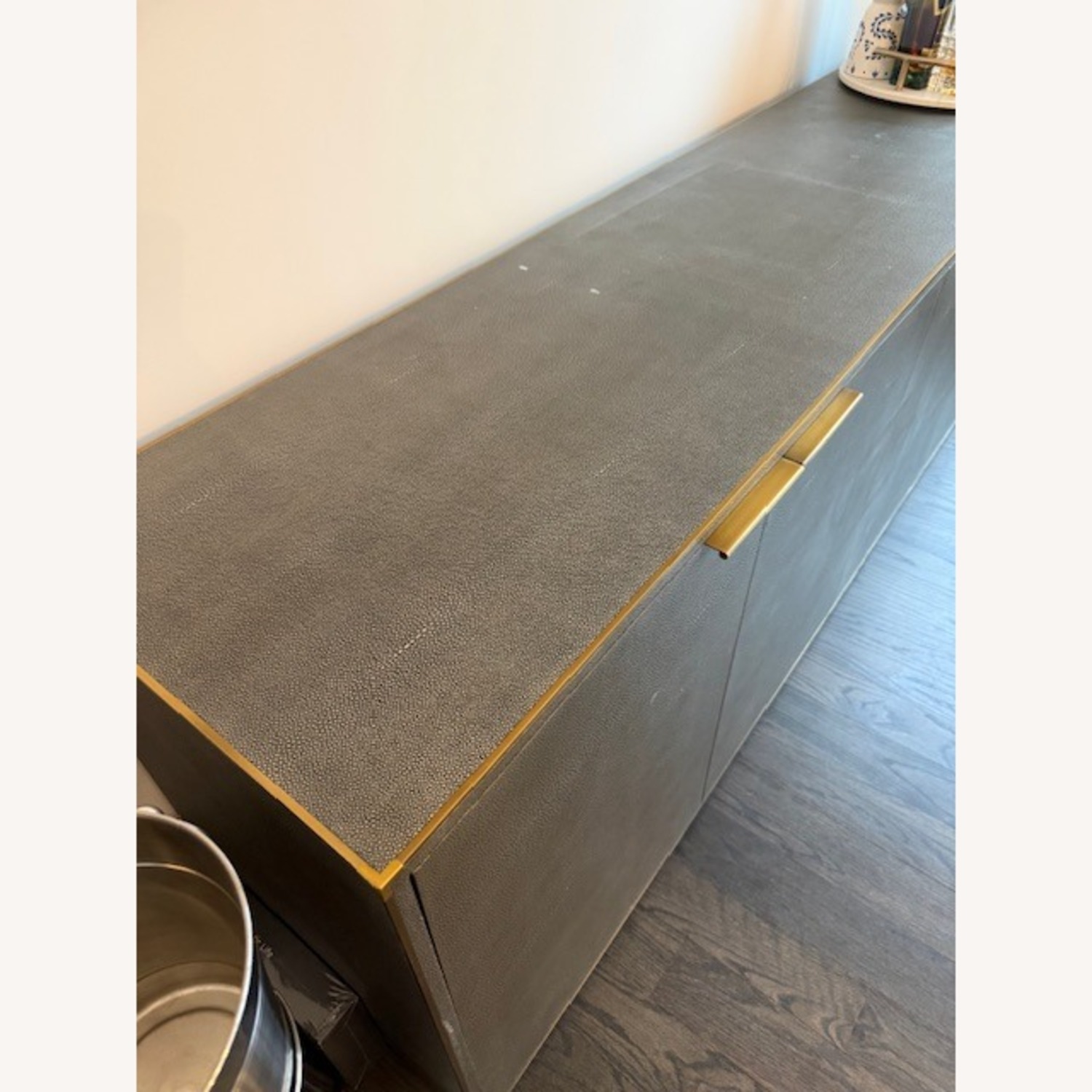 Restoration Hardware Light Gray Saunderson Shagreen Sideboard - image-3