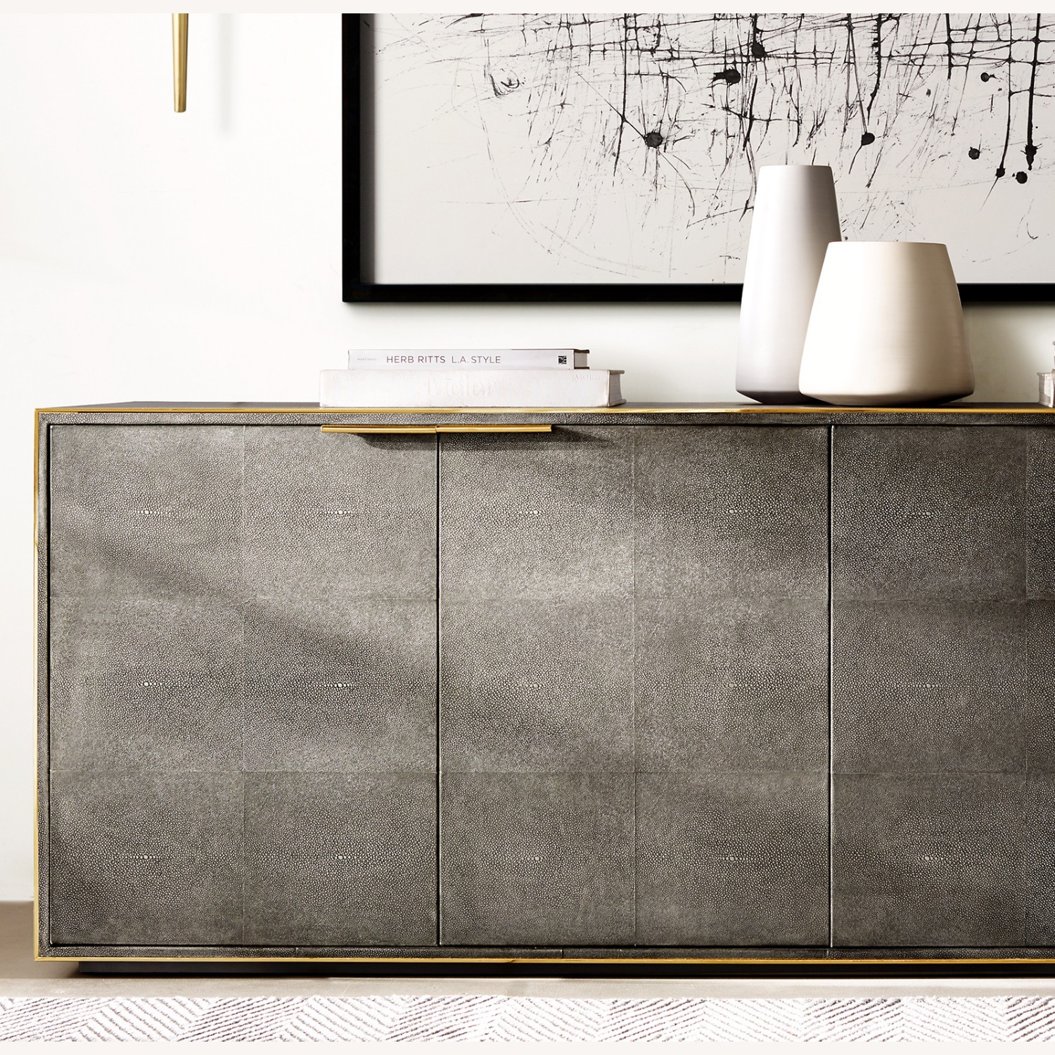 Restoration Hardware Light Gray Saunderson Shagreen Sideboard - image-2