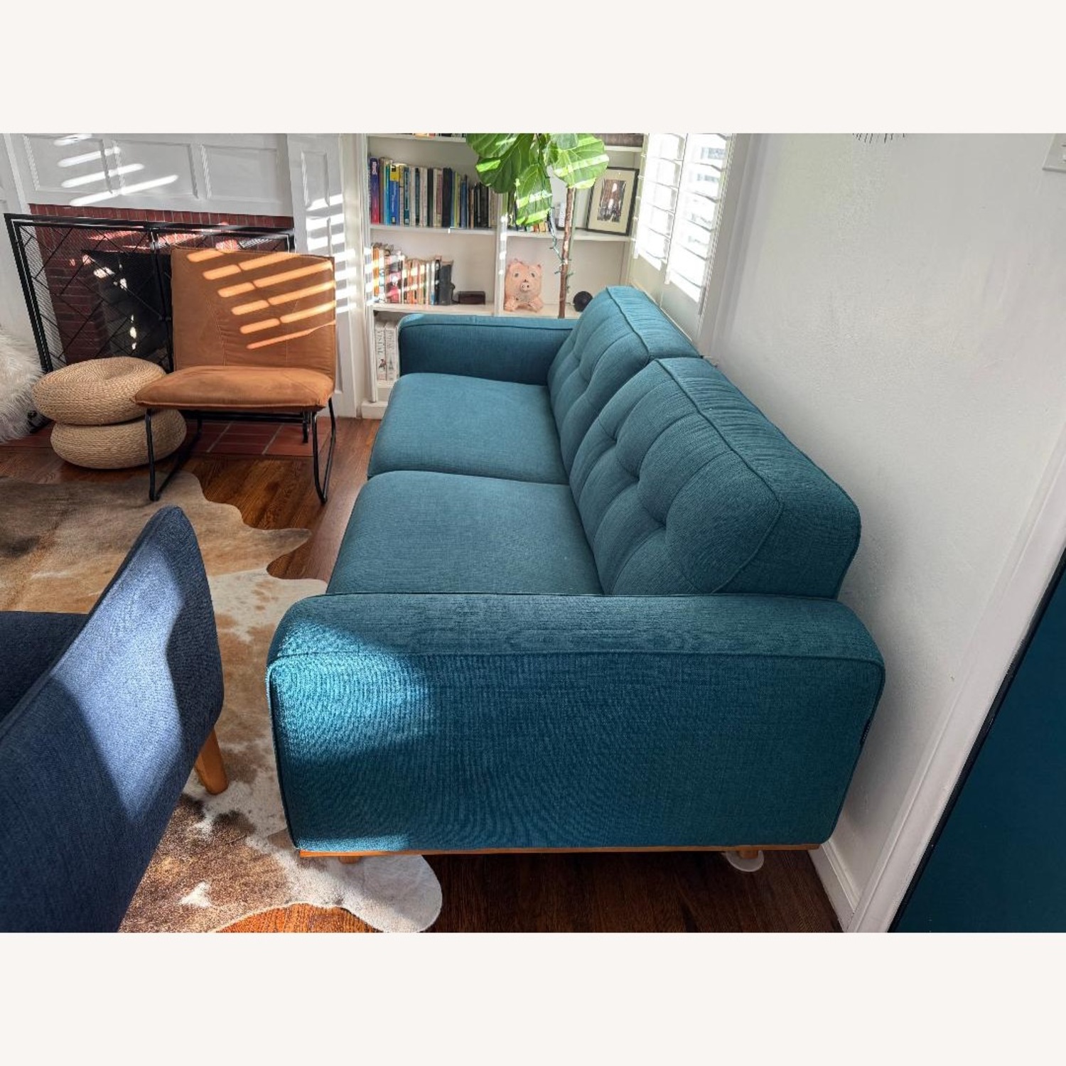 Modani Blue Fabric 3+ Seater Sofa - image-5