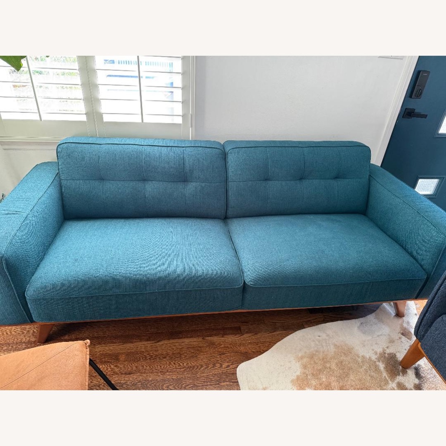 Modani Blue Fabric 3+ Seater Sofa - image-1