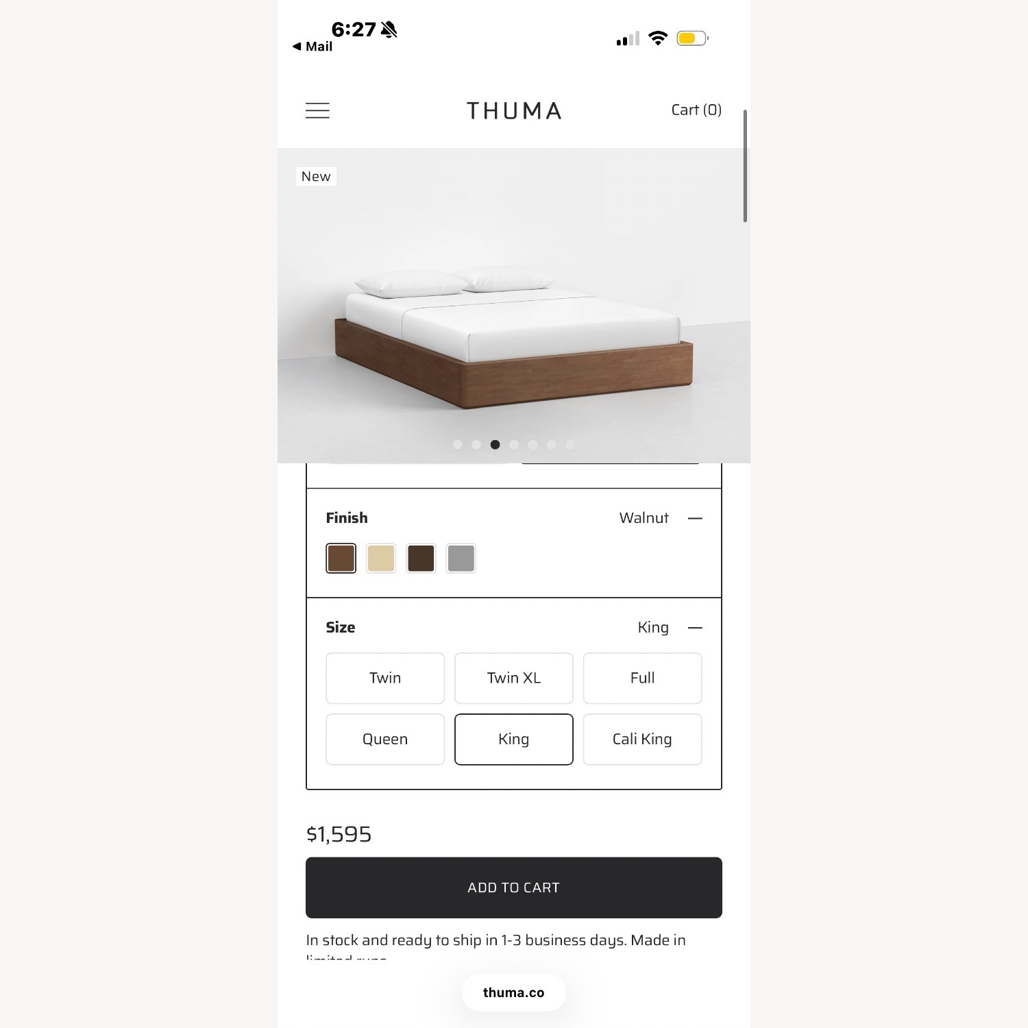 Thuma Dark Brown Wood King Bed - image-3