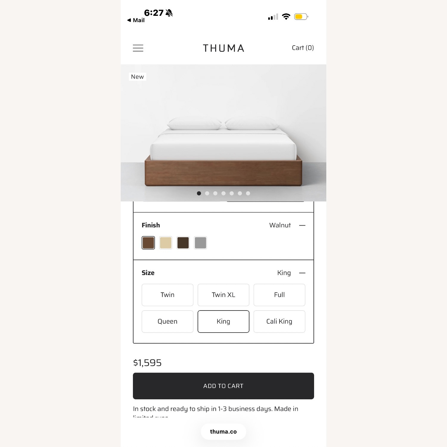 Thuma Dark Brown Wood King Bed - image-2