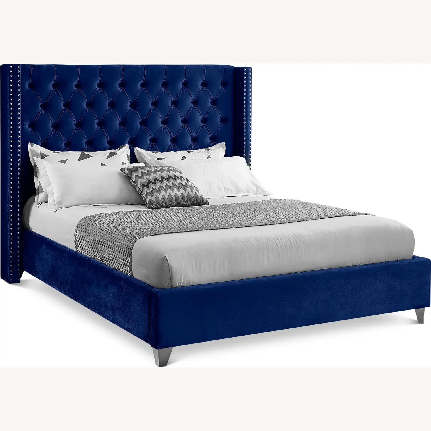 Aiden - Upholstered Queen Bed - Navy - image-1