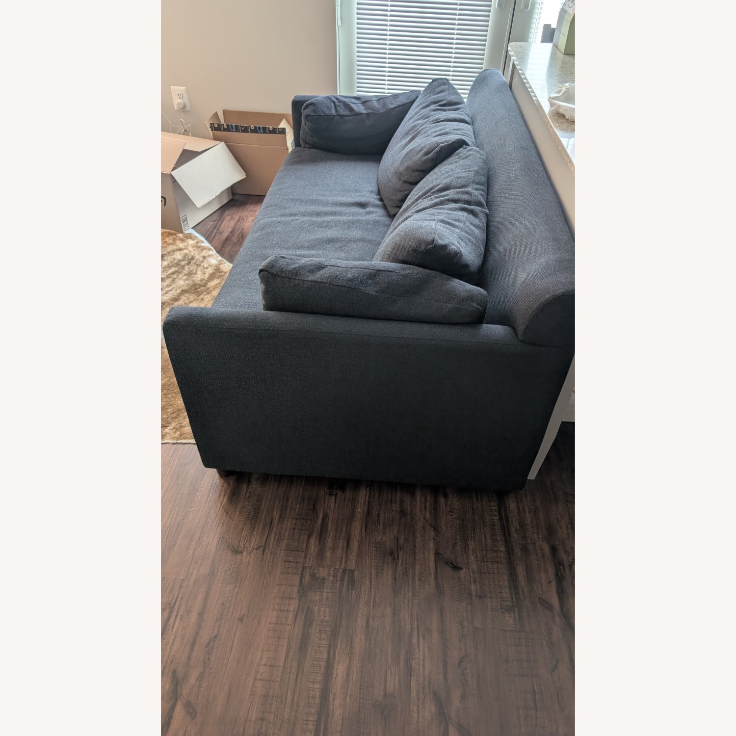 West Elm Marin Dark Blue Fabric 2 Seater Sofa - image-3