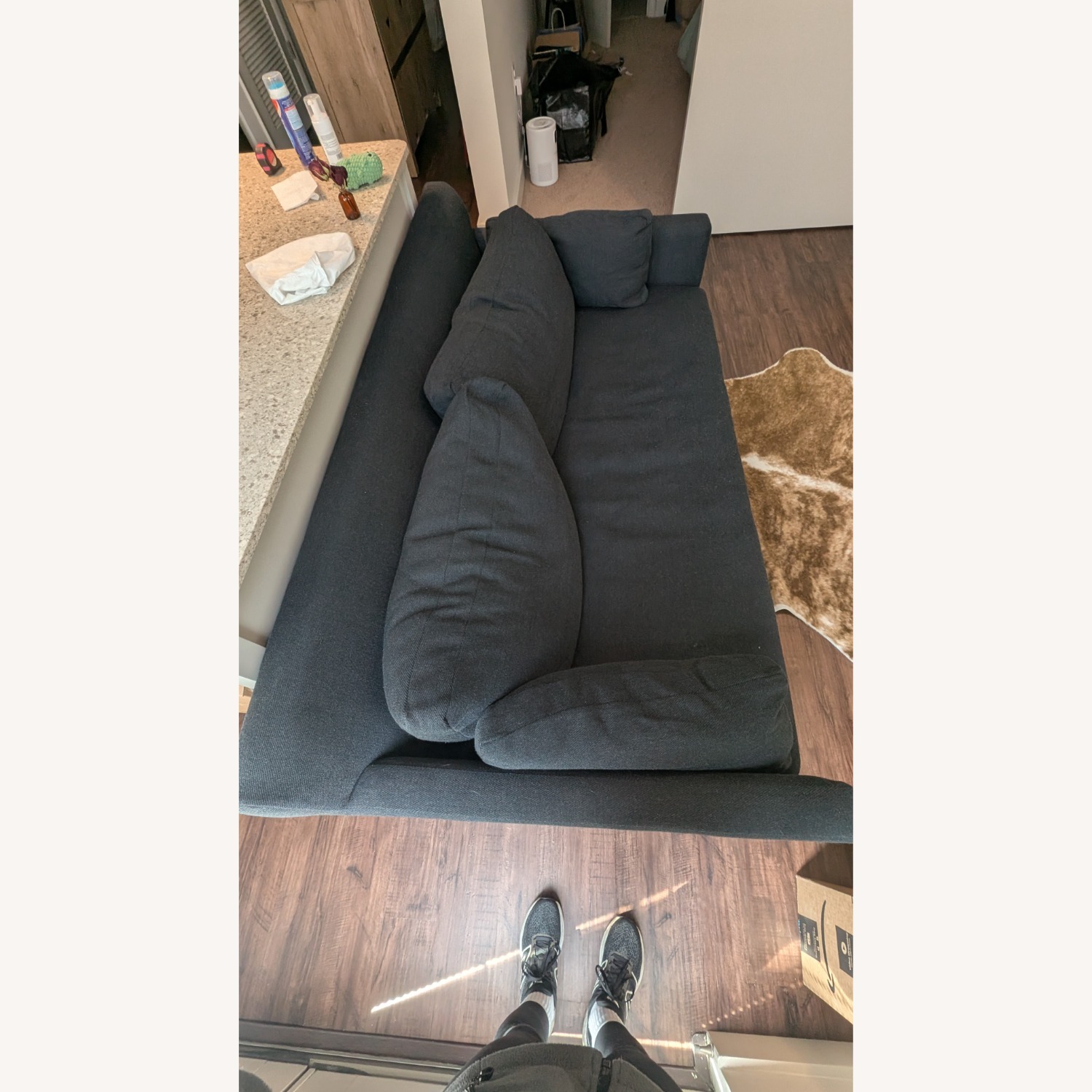 West Elm Marin Dark Blue Fabric 2 Seater Sofa - image-9