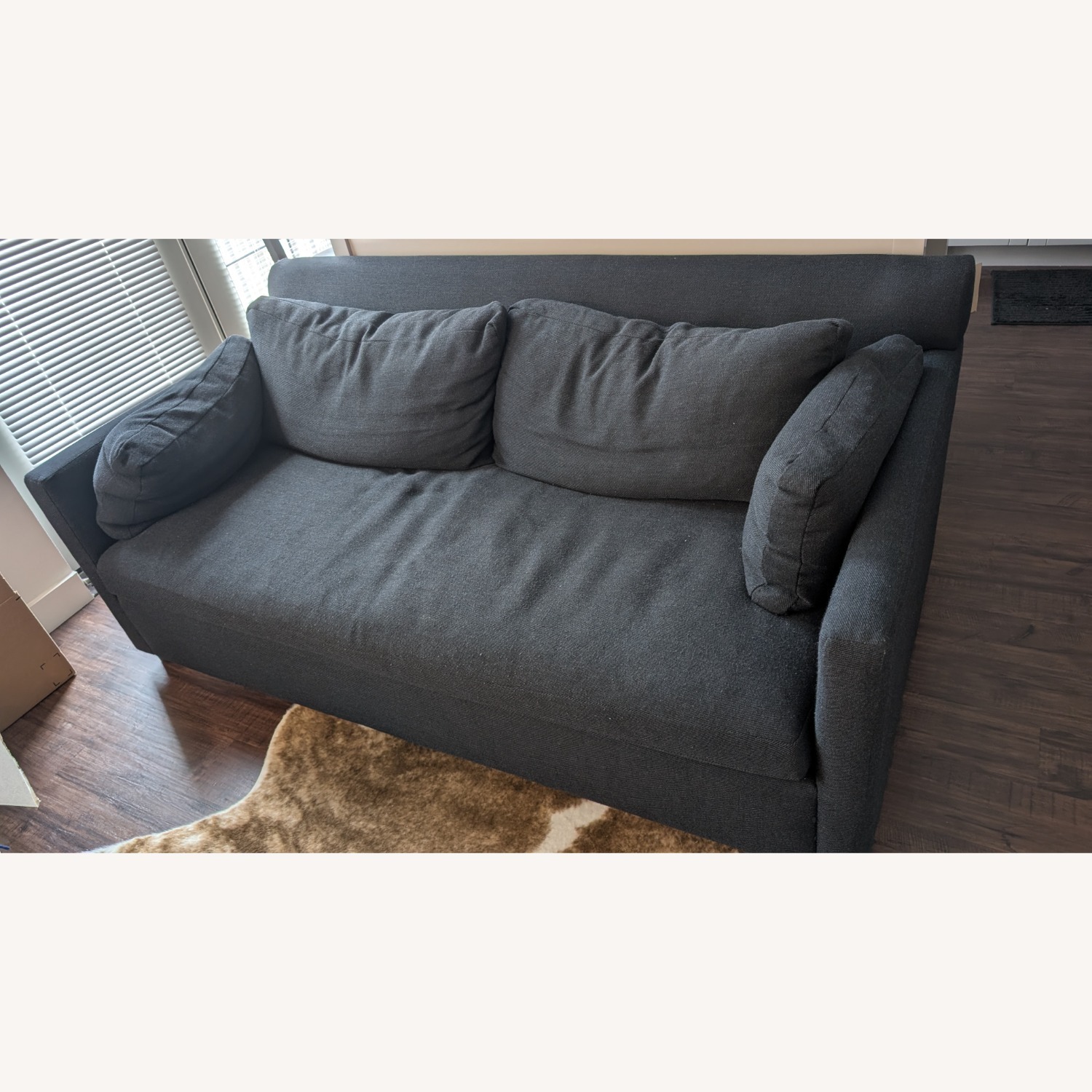 West Elm Marin Dark Blue Fabric 2 Seater Sofa - image-2