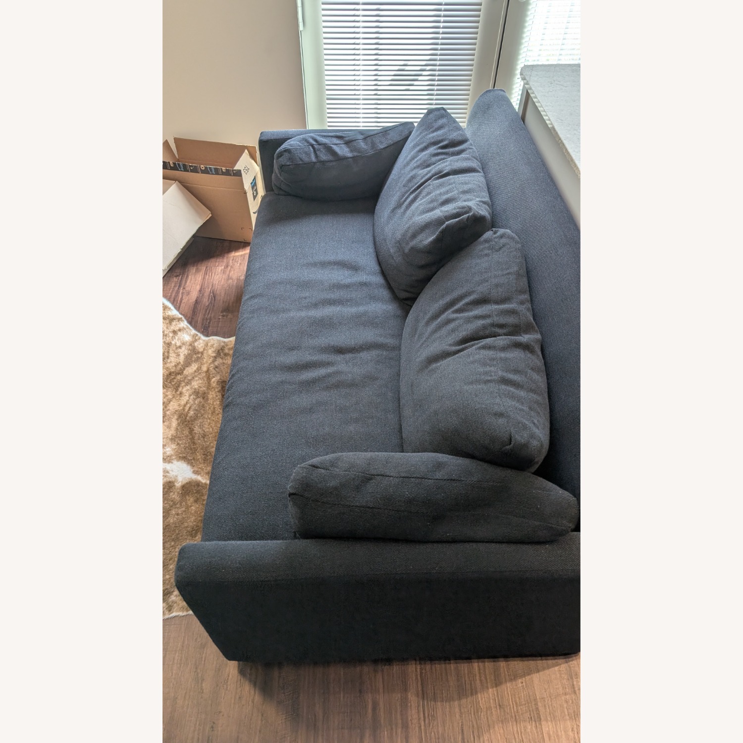 West Elm Marin Dark Blue Fabric 2 Seater Sofa - image-6