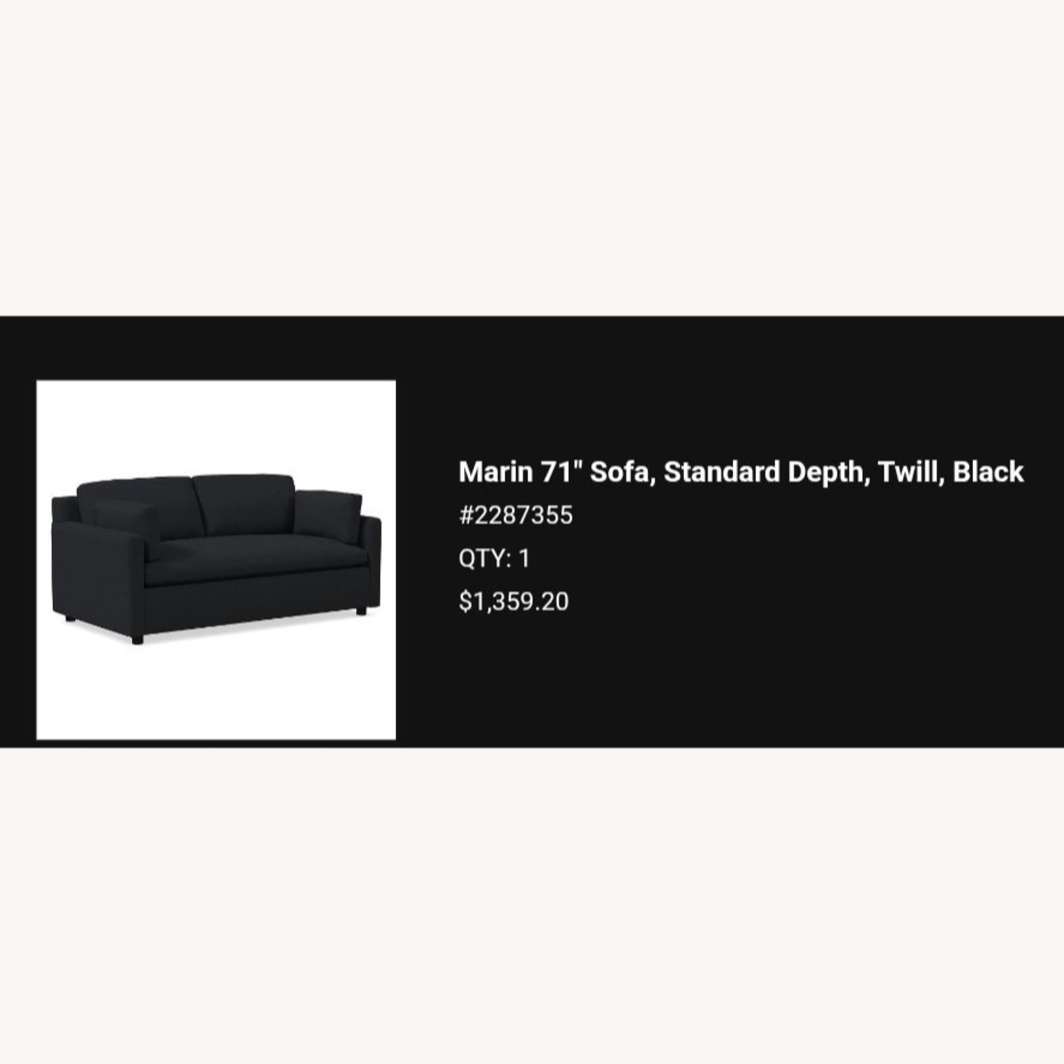 West Elm Marin Dark Blue Fabric 2 Seater Sofa - image-1