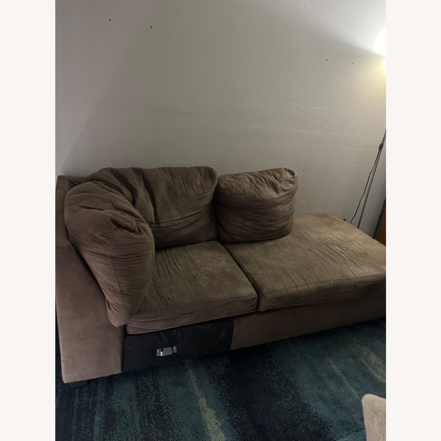 Dark Brown Fabric 2 Seater Sofa - image-2