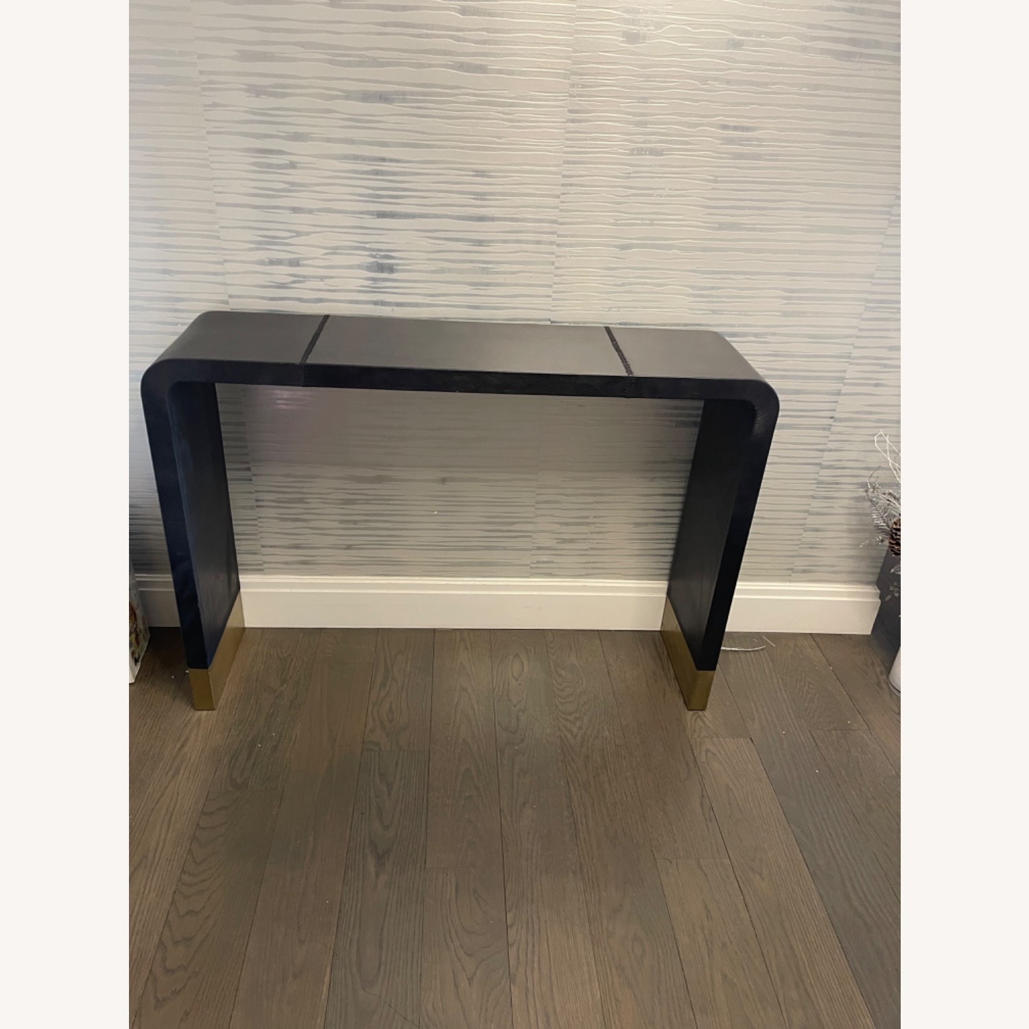 CB2 Leather and Brass Console - image-1