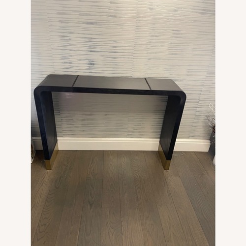 Used CB2 Leather and Brass Console for sale on AptDeco