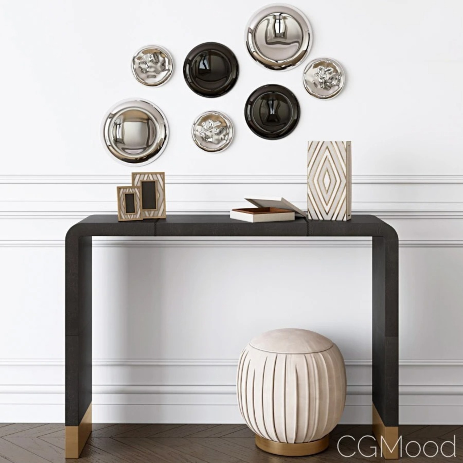 CB2 Leather and Brass Console - image-2