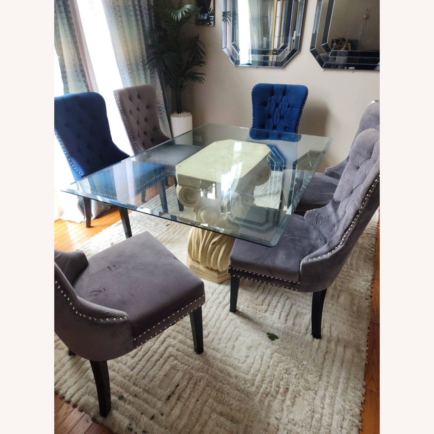 Light Gray Velvet Dining Chairs - image-4