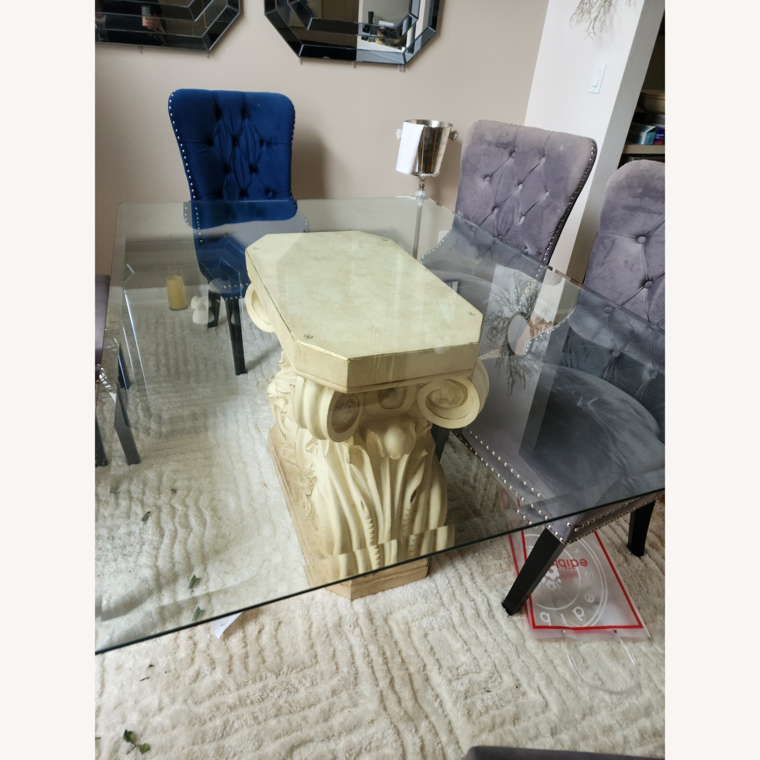 Light Gray Velvet Dining Chairs - image-1