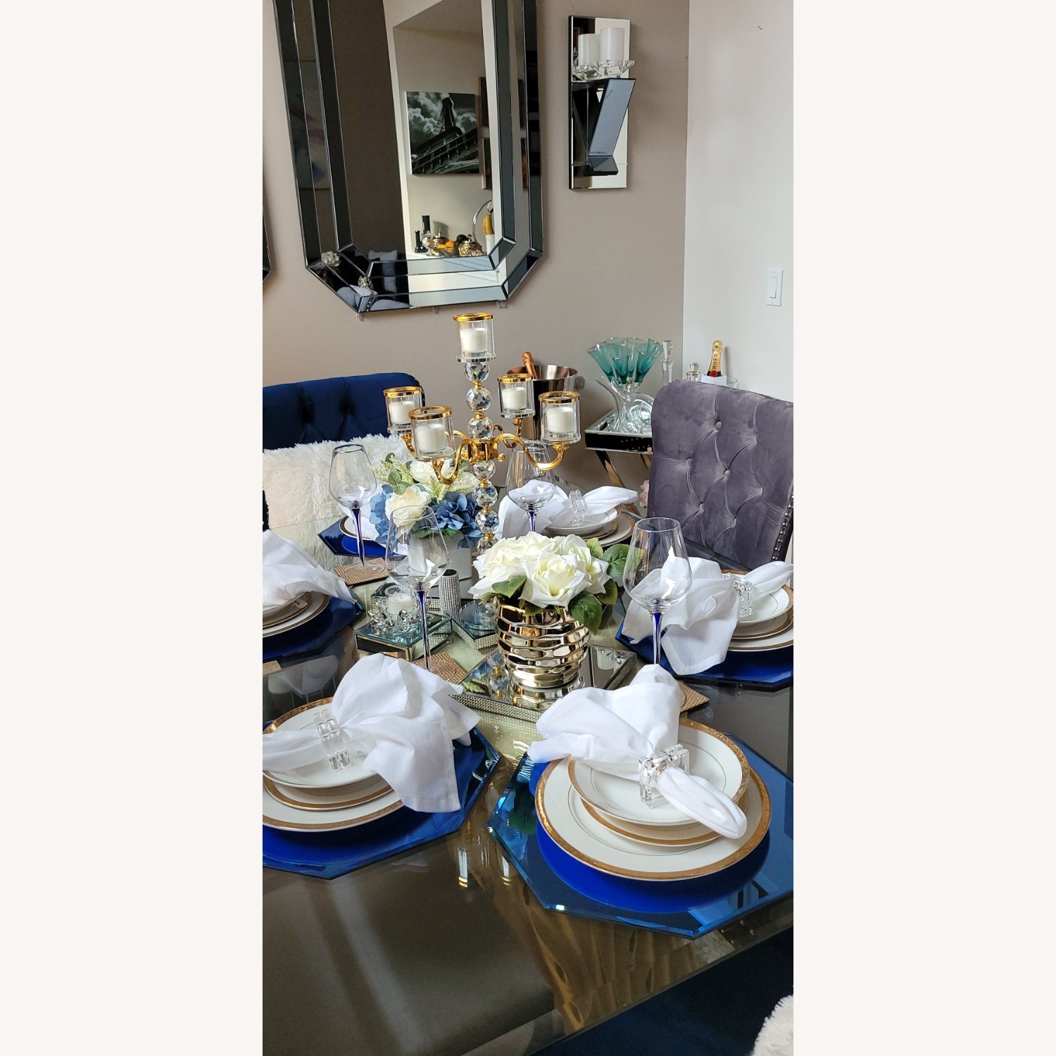 Light Gray Velvet Dining Chairs - image-2