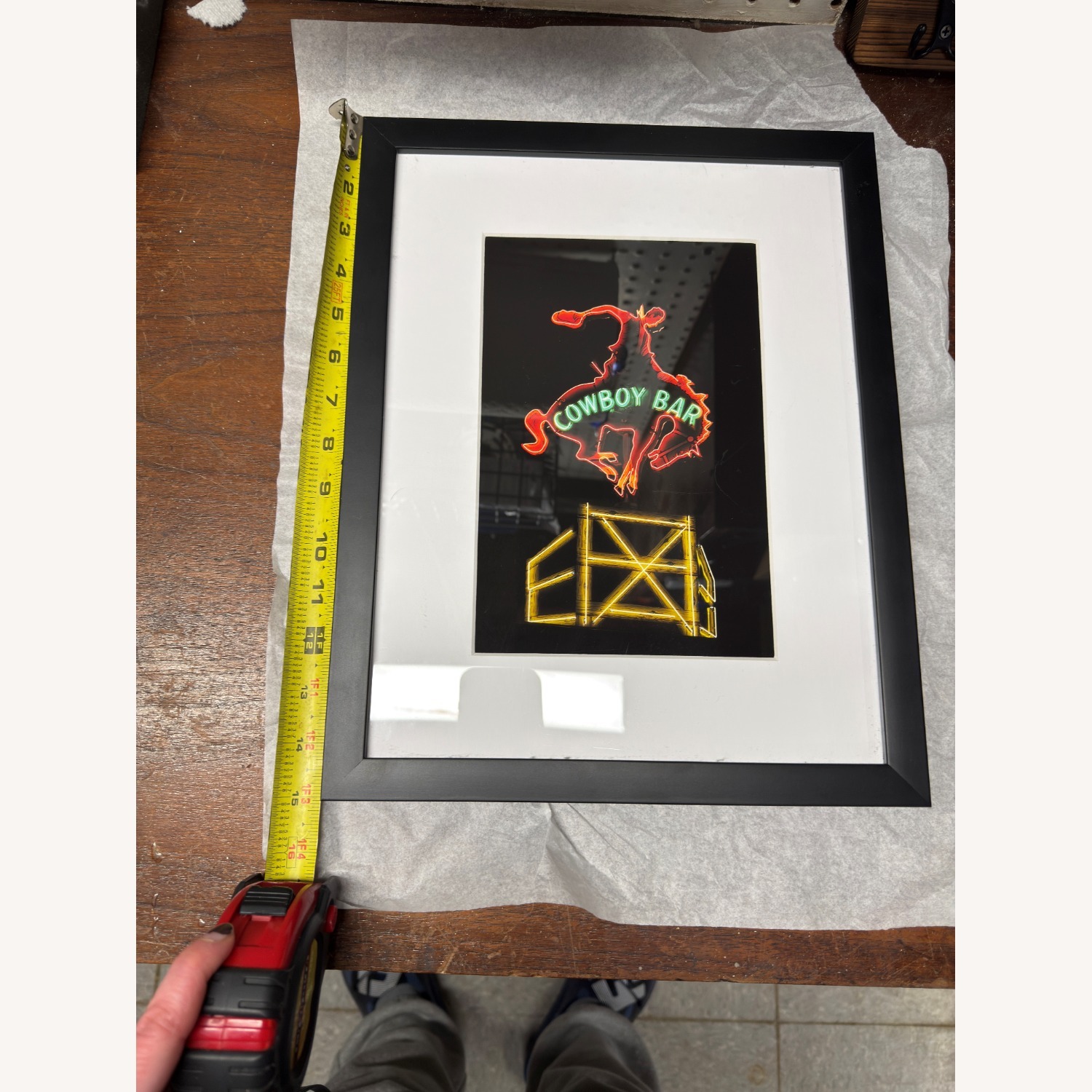 Framed Cowboy Bar Neon Sign Wall Art - image-3