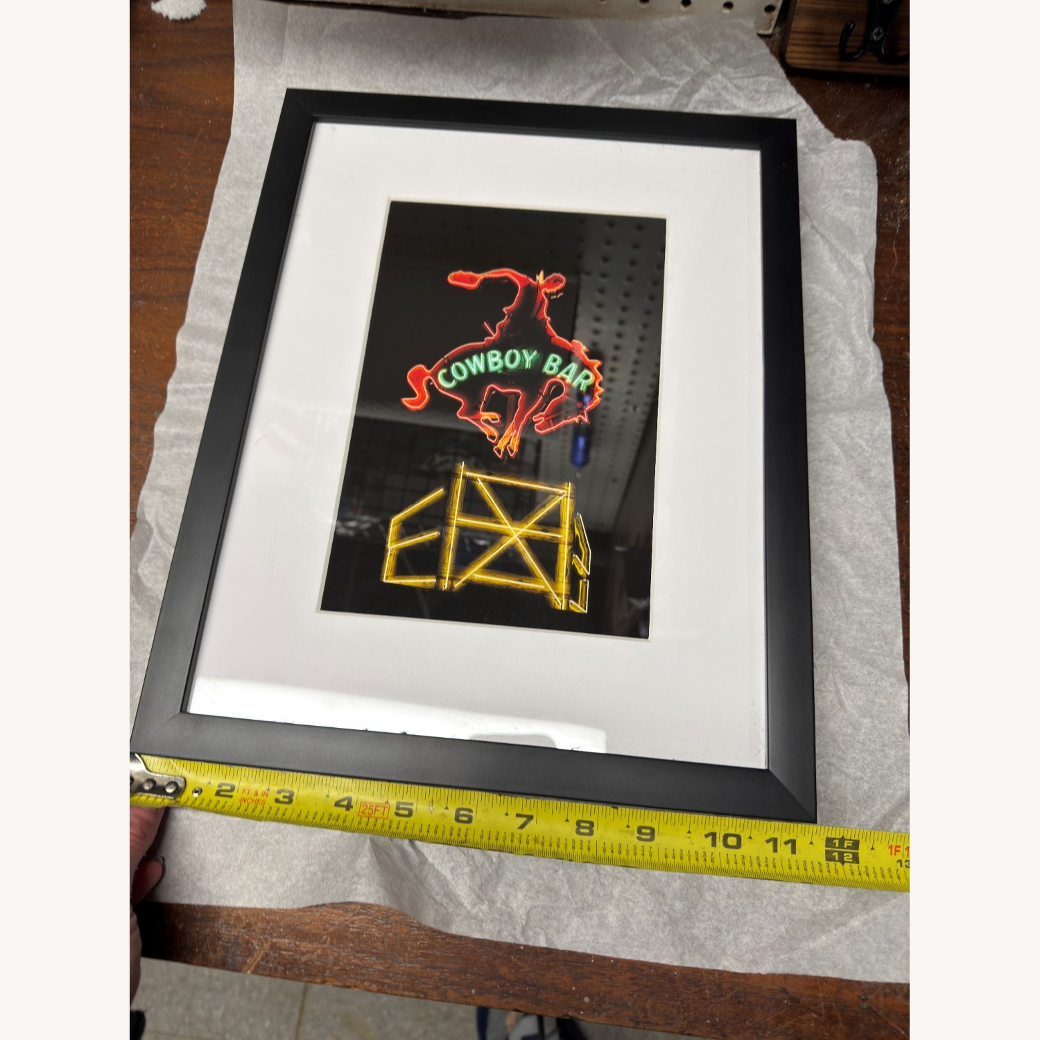 Framed Cowboy Bar Neon Sign Wall Art - image-2