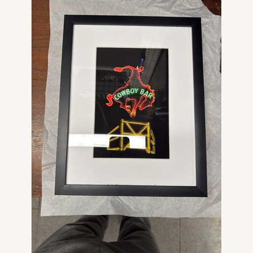 Used Framed Cowboy Bar Neon Sign Wall Art for sale on AptDeco