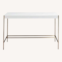 West Elm Zane Desk, White Lacquer/Antique Brass