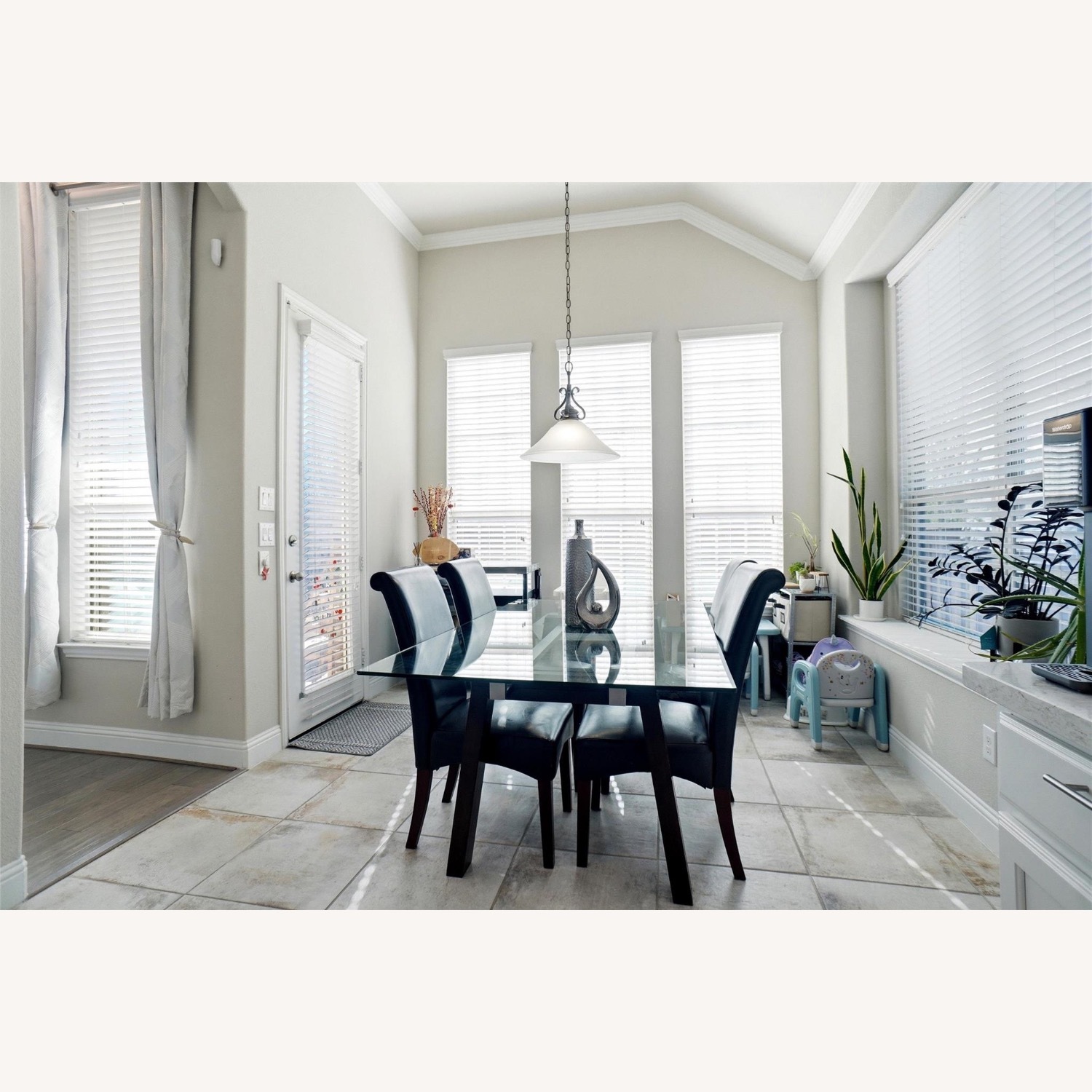 Glass and Dark Brown Modern Dining Table  - image-2