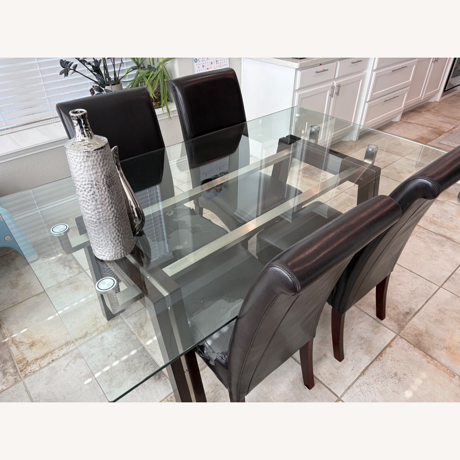 Glass and Dark Brown Modern Dining Table  - image-3