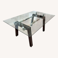 Glass and Dark Brown Modern Dining Table 