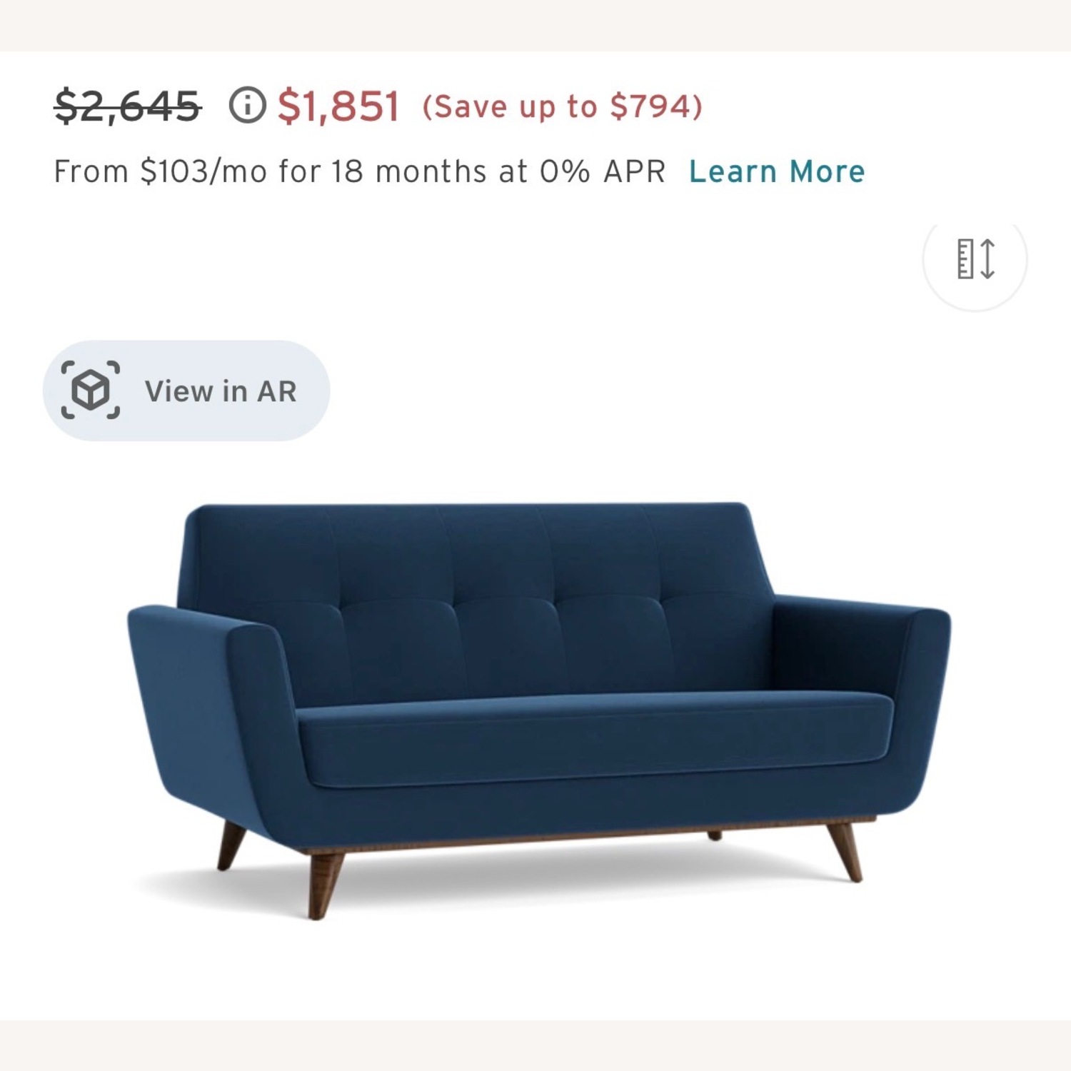 Joybird Blue Hughes Apartment Sofa - image-2