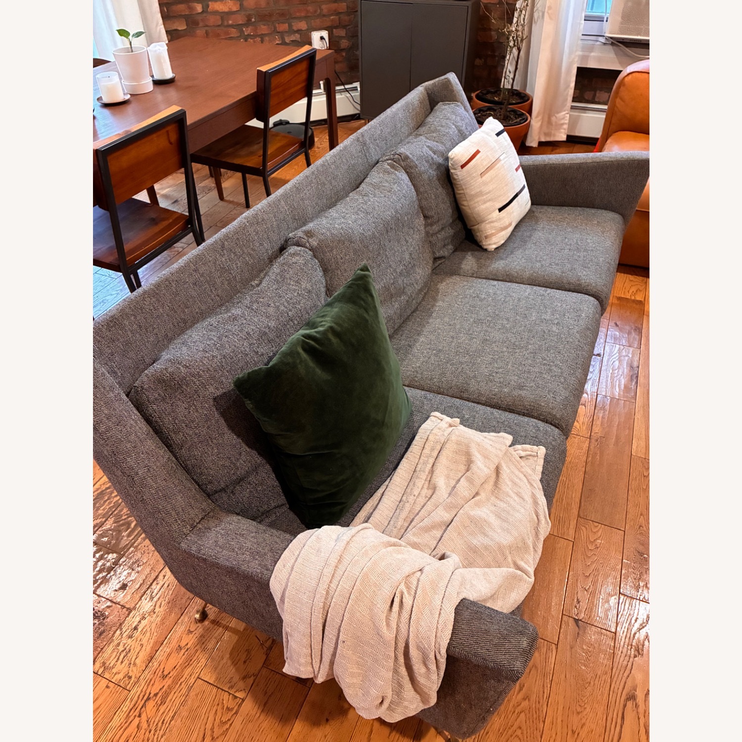 West Elm Dark Gray Linen 3+ Seater Sofa - image-2