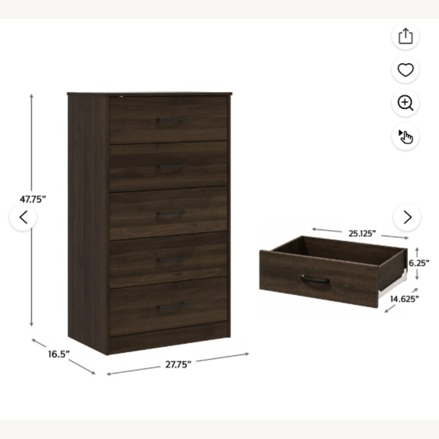 5 Drawer Dresser (Mainstays Ardent) - image-3
