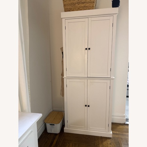 Used Aaria Office White Wood Armoire for sale on AptDeco