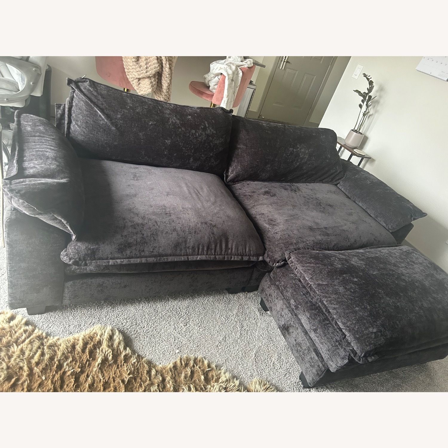 Avrilynn Sectional Sofa Black Chenille  85.4”  - image-1