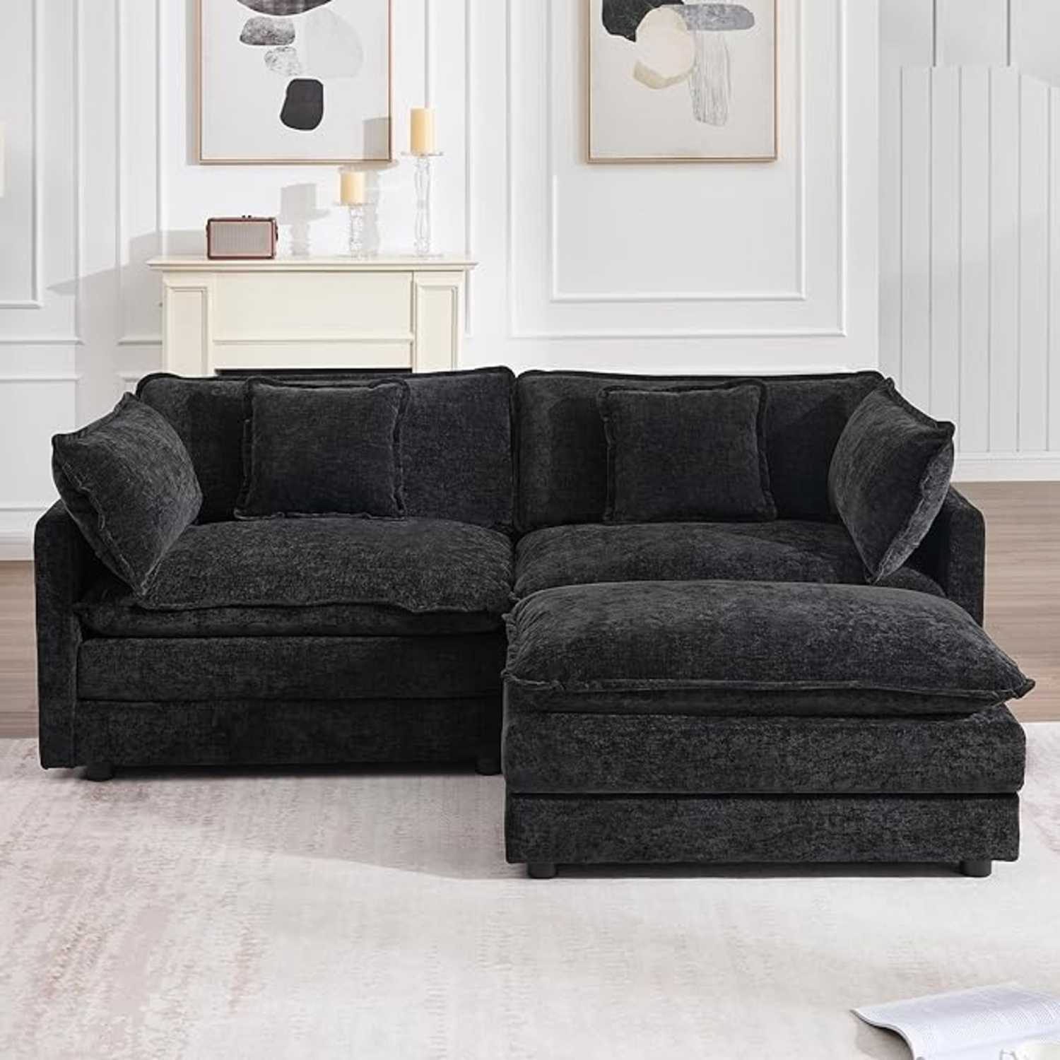 Avrilynn Sectional Sofa Black Chenille  85.4”  - image-4