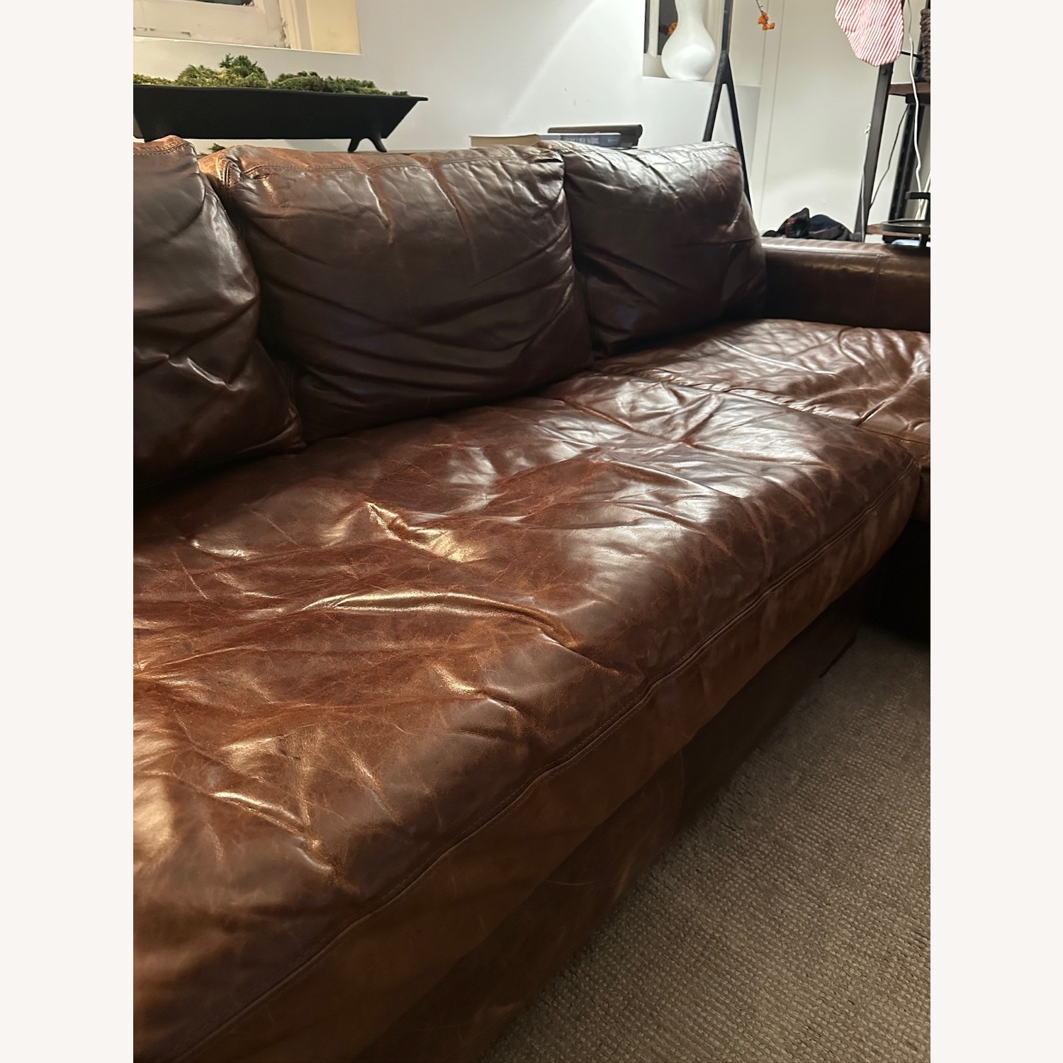 Restoration Hardware Maxwell Leather 2 Piece Sectional - image-3