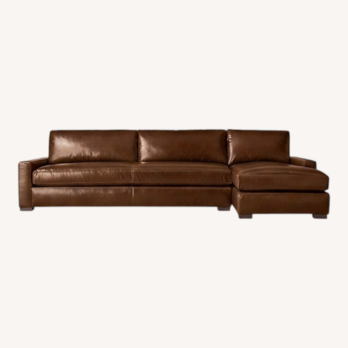 Used Restoration Hardware Maxwell Leather 2 Piece Sectional for sale on AptDeco