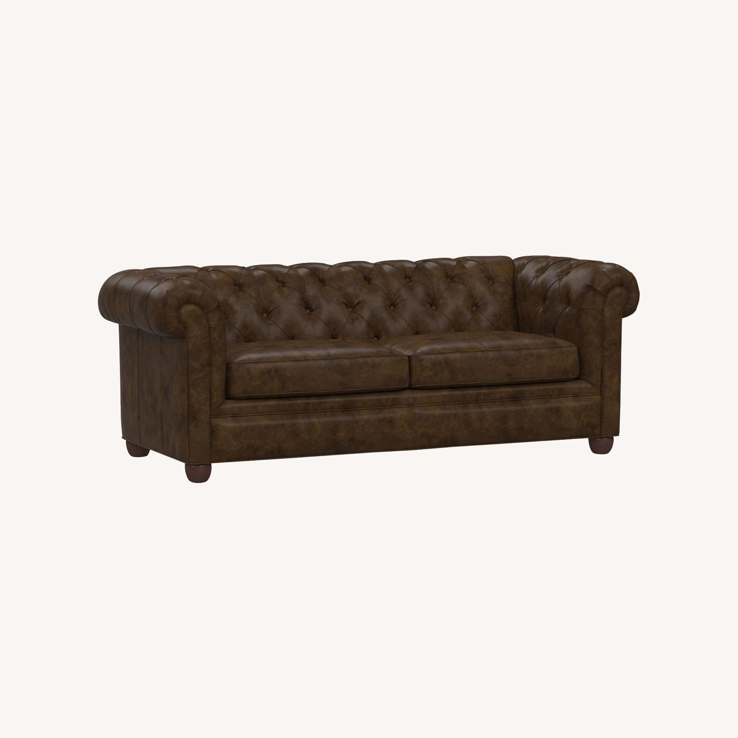 Pottery Barn Chesterfield Brown Leather Sofa - image-13