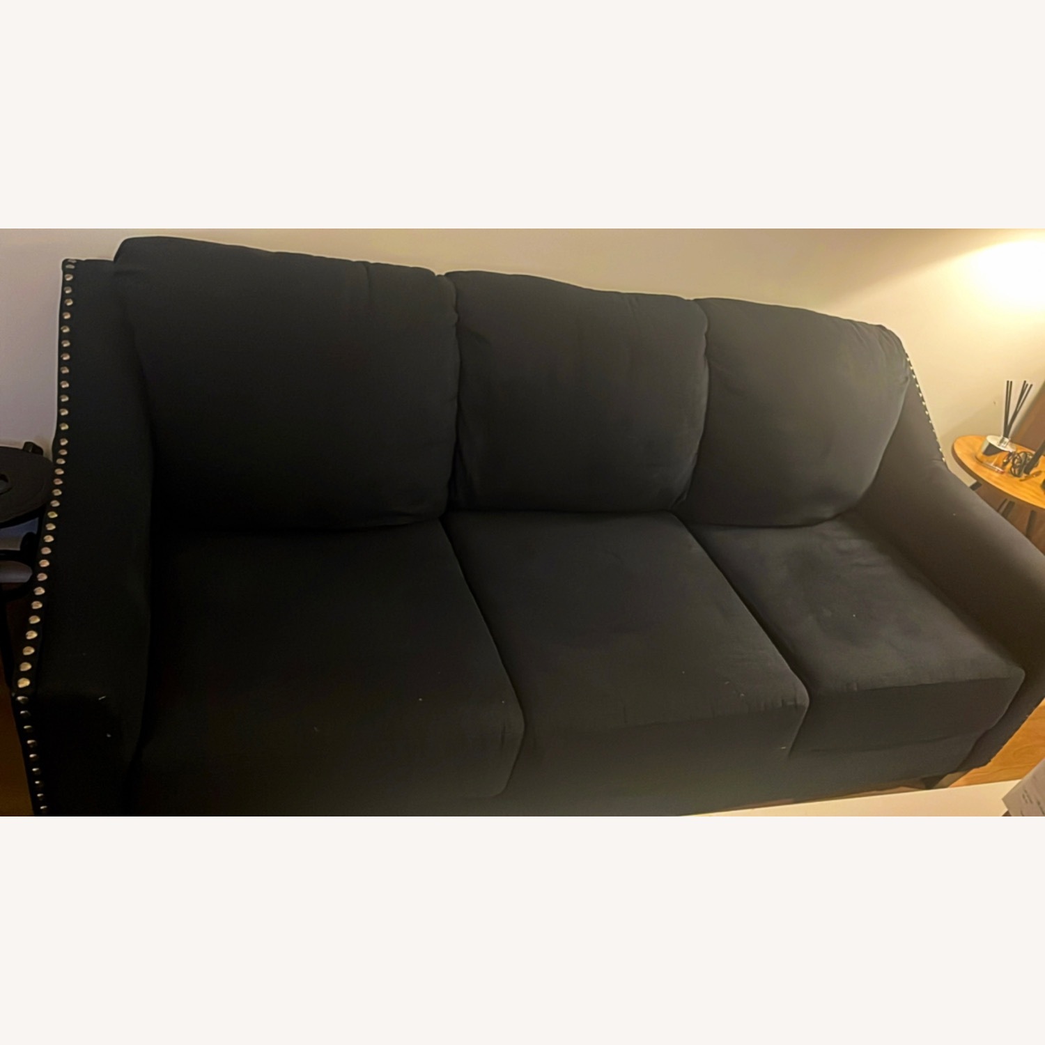 Indigo Blue Couch With Silver Accents  - image-5