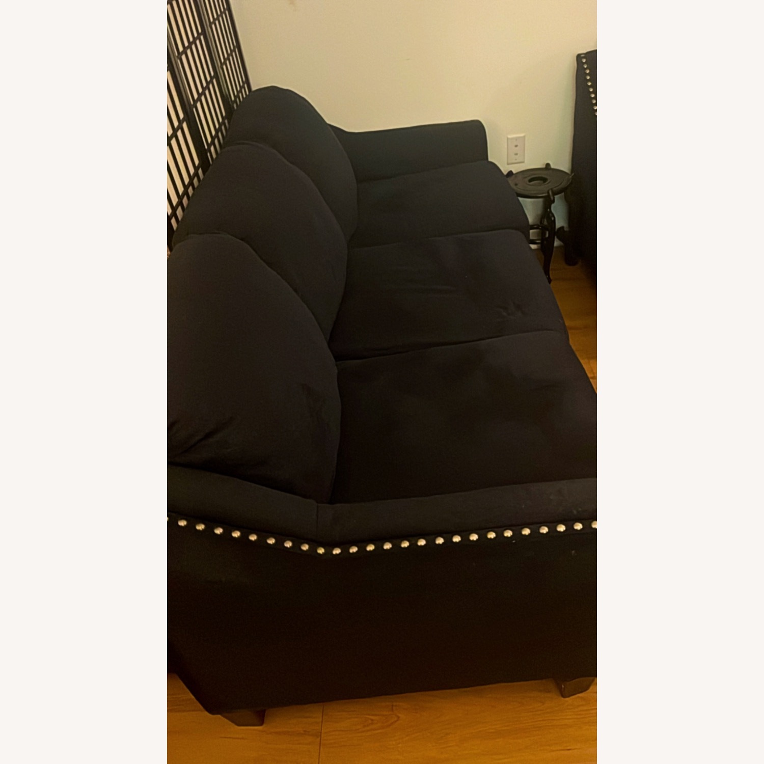 Indigo Blue Couch With Silver Accents  - image-4