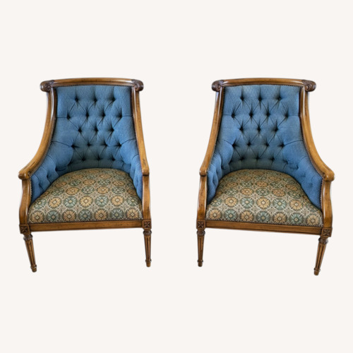 Used Louis XV Bergère Tufted Accent Chairs Pair  for sale on AptDeco