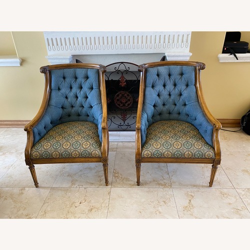 Used Louis XV Bergère Tufted Accent Chairs Pair  for sale on AptDeco