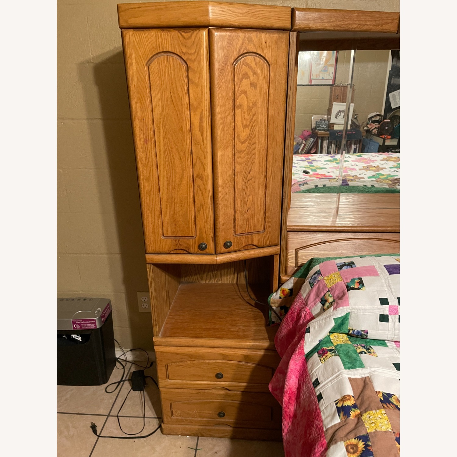 Light Brown Wood Queen Bed - image-4