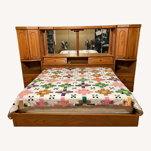 Used Light Brown Wood Queen Bed for sale on AptDeco