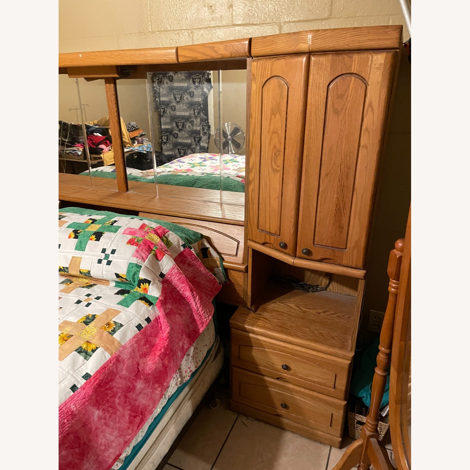 Light Brown Wood Queen Bed - image-2