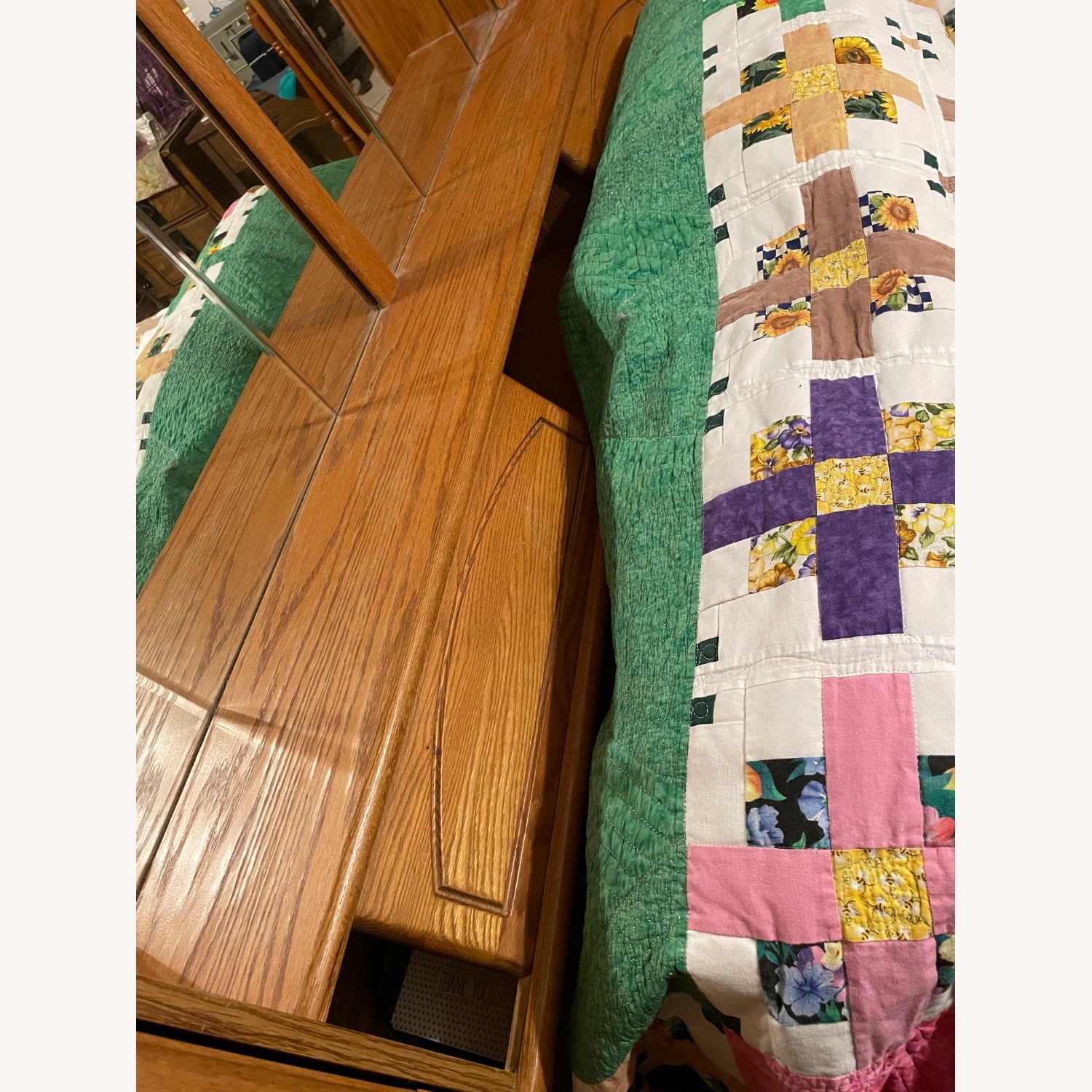 Light Brown Wood Queen Bed - image-3