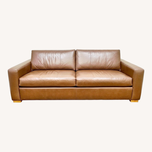 Used Ethan Allen Dark Brown Leather 3+ Seater Sofa for sale on AptDeco
