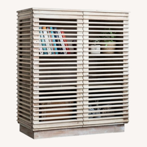Used Solid Reclaimed Wood Slat Storage Cabinet for sale on AptDeco