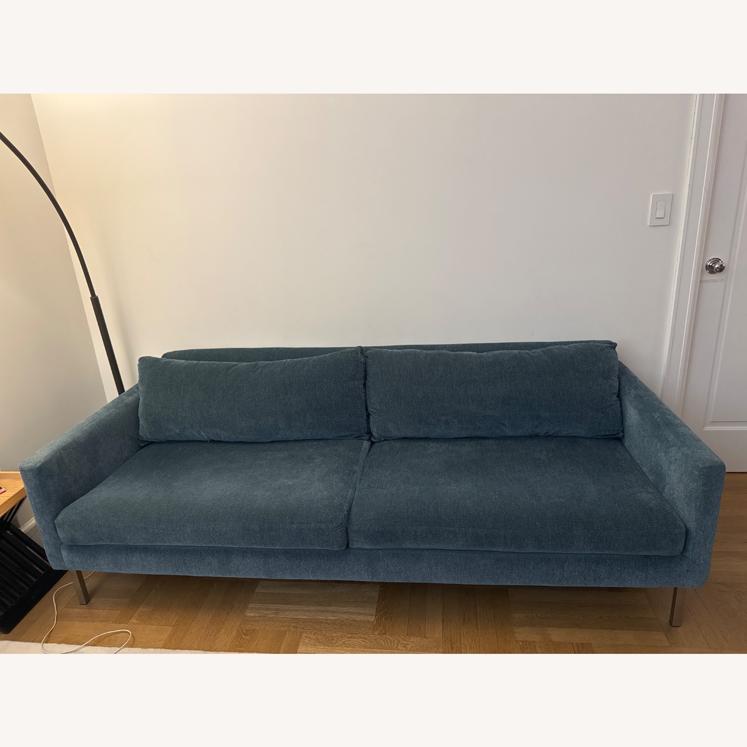 Crate & Barrel Blue Fabric 3+ Seater Sofa - image-1