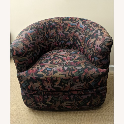 Used Navy Fabric Swivel Accent Chair for sale on AptDeco
