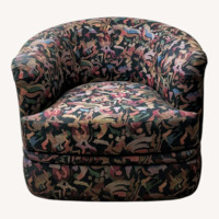 Navy Fabric Swivel Accent Chair